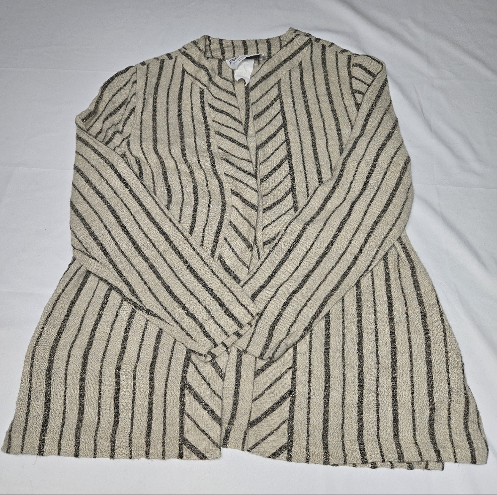 Vintage Pipe Dreams Striped Beige and Black Cardigan Size XS